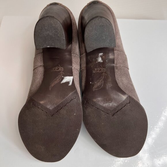 Ugg Bootie Women 10 Leather Suede Pull On Strap Heel Ankle Work Party Core Ex - Picture 14 of 15